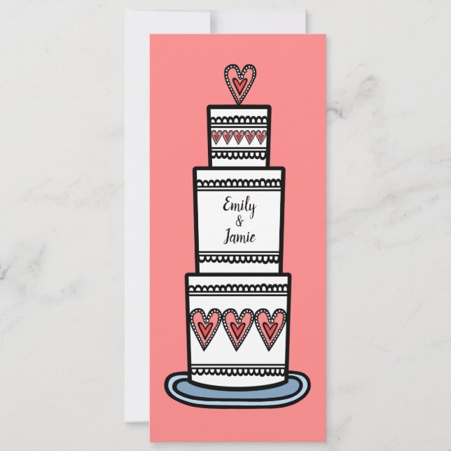 Wedding Cake Illustration Wedding Invitation (Front)
