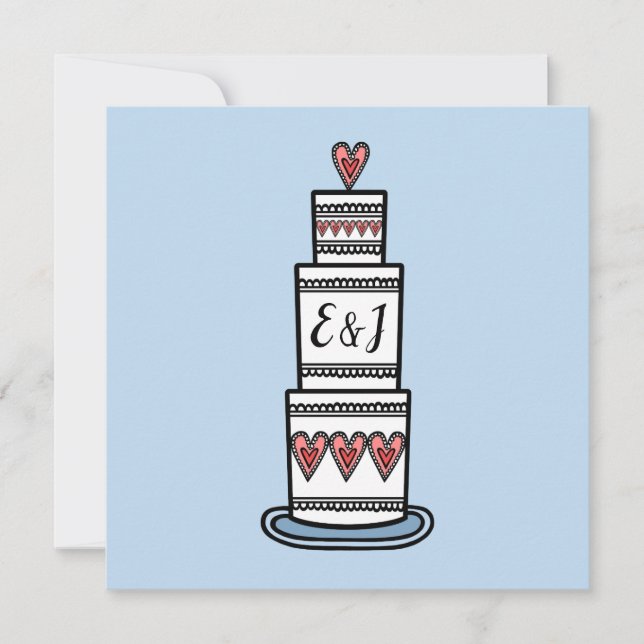 Wedding Cake Illustration Wedding Invitation (Front)