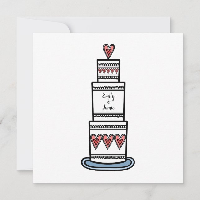 Wedding Cake Illustration Wedding Invitation (Front)