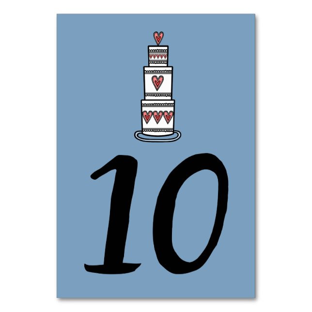 Wedding Cake Illustration Wedding Table Number (Front)