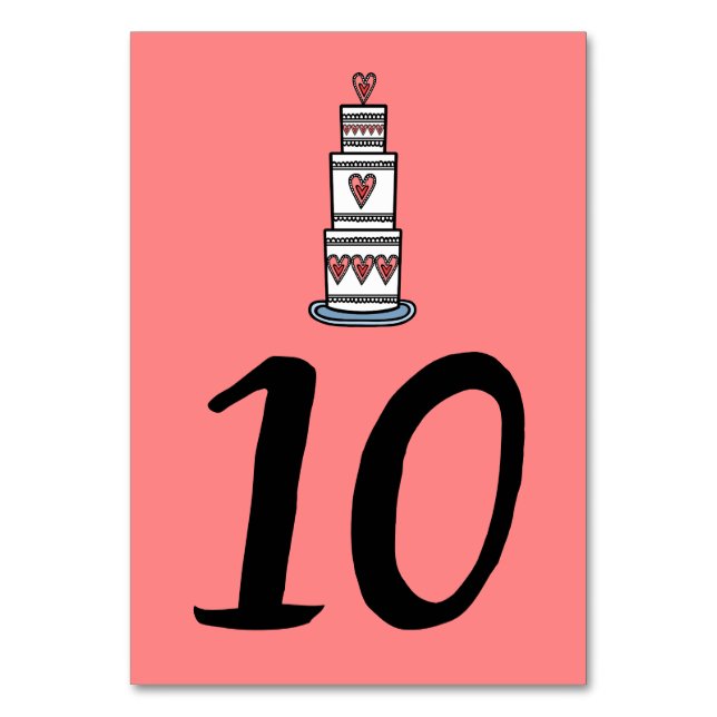 Wedding Cake Illustration Wedding Table Number (Front)