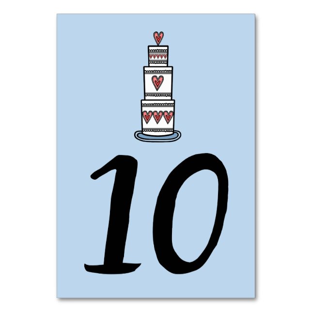Wedding Cake Illustration Wedding Table Number (Front)