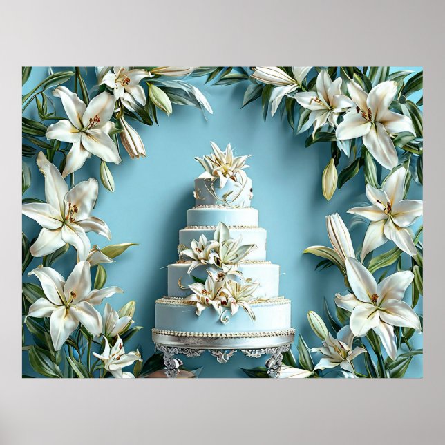 Wedding Cake Lily Flowers Bridal Shower Decor (Front)