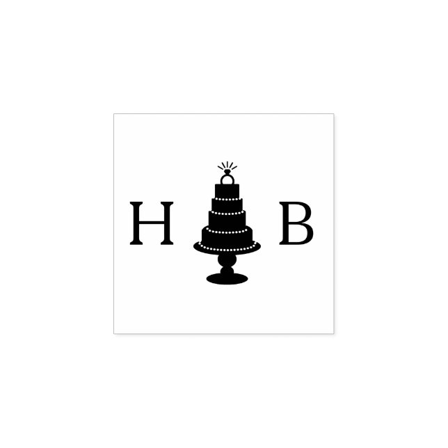Wedding Cake Monogram Rubber Stamp (Imprint)