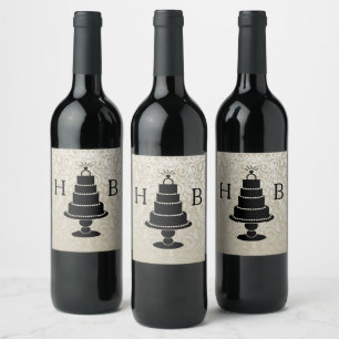 Wedding Cake Monogram Wine Label