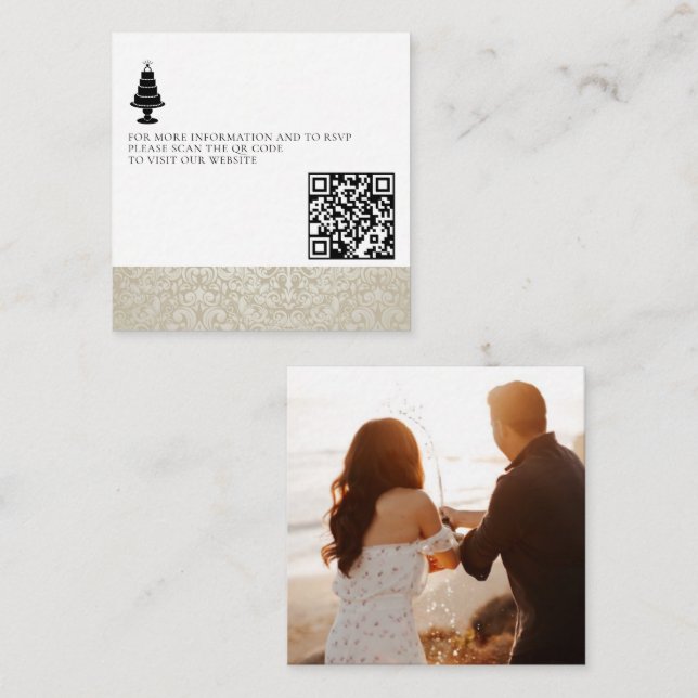 Wedding Cake Photo QR Code Enclosure Card (Front/Back)