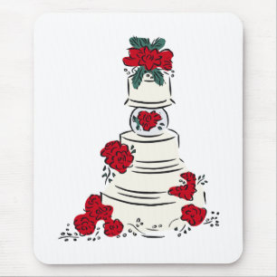 Wedding Cake Red Flowers Mouse Pad