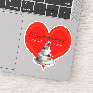 Wedding Cake Red Heart Special Occasion Sticker