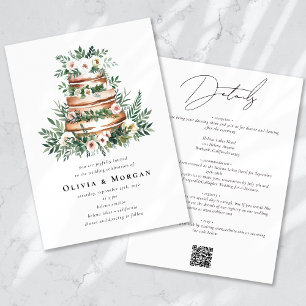 Wedding Cake Romantic Script QR Code Wedding Invitation