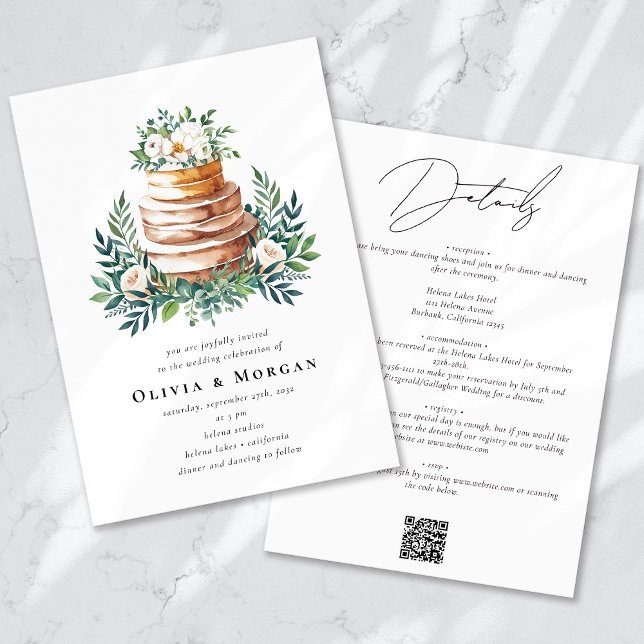 Wedding Cake Romantic Script QR Code Wedding Invitation (Creator Uploaded)