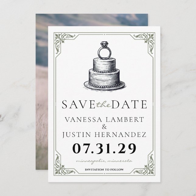 Wedding Cake Save The Date (Front/Back)