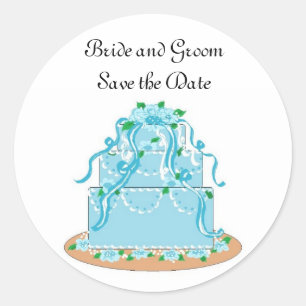 Wedding Cake Save the Date Classic Round Sticker
