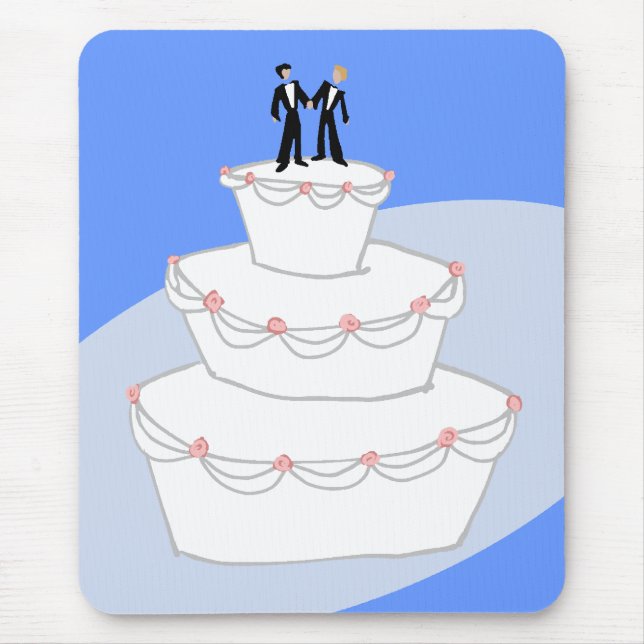 Wedding Cake Two Grooms Mouse Pad (Front)