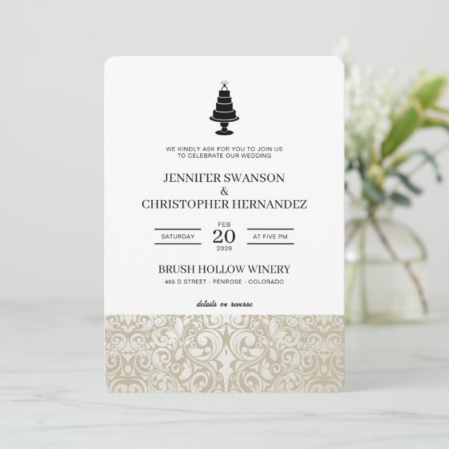 Wedding Cake with Details and QR Code Invitation (Standing Front)