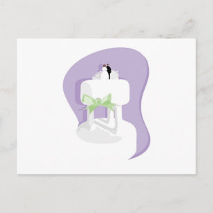Wedding Cake with Lavender Background and Green Bo Postcard