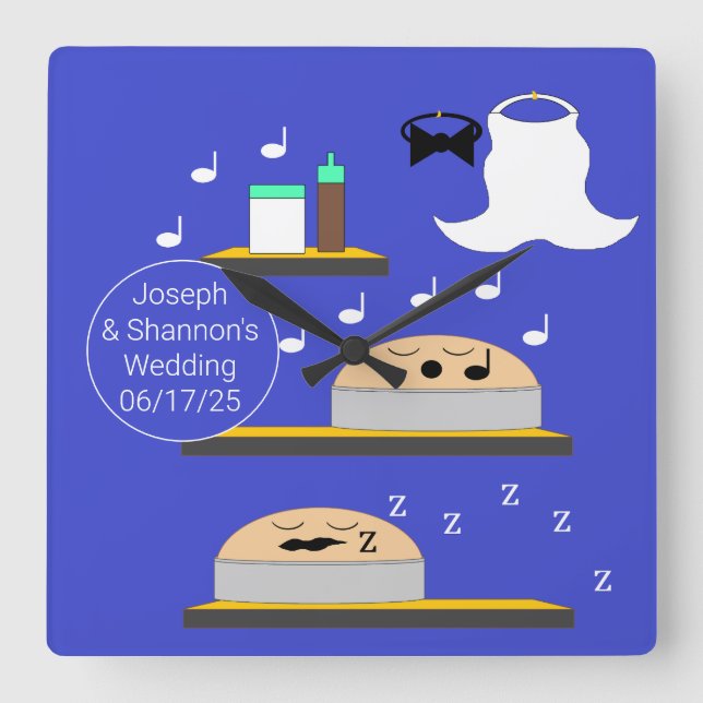 Wedding Cakes Waiting for Frosting Square Wall Clock (Front)