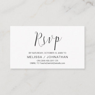 Wedding Calligraphy, Black Script, Dinner RSVP Enclosure Card
