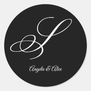 Wedding Calligraphy Fancy Letter S Monogram Classic Round Sticker