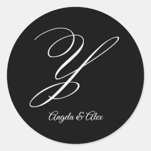 Wedding Calligraphy Fancy Letter Y Monogram Classic Round Sticker