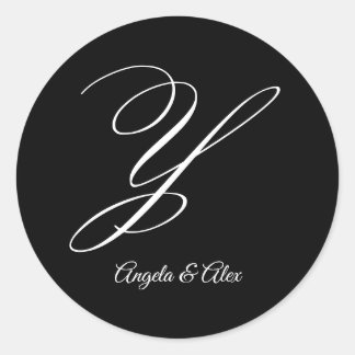 Wedding Calligraphy Fancy Letter Y Monogram Classic Round Sticker