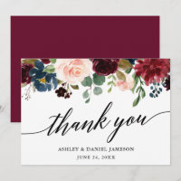 Wedding Calligraphy l Burgundy Blue Floral