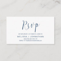 Wedding Calligraphy, Navy Blue Script, Dinner RSVP