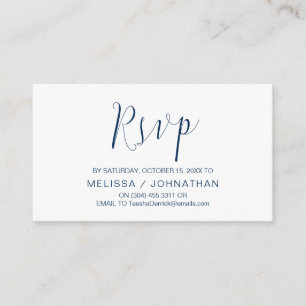 Wedding Calligraphy, Navy Blue Script, Dinner RSVP Enclosure Card