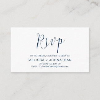Wedding Calligraphy, Navy Blue Script, Dinner RSVP Enclosure Card