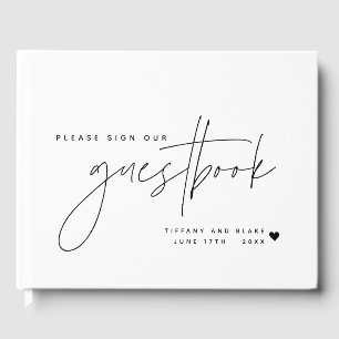 Wedding Calligraphy Script Heart Guest Book