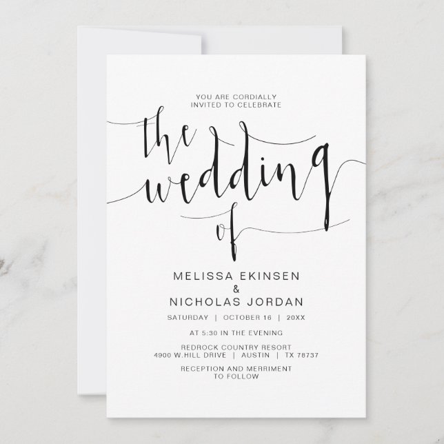 Wedding Calligraphy, Simple Black script, Invitation (Front)