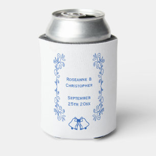 Wedding Can Cooler Blue Sapphire Bells Scrollwork