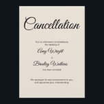 Wedding Cancellation Announcement Cream Card<br><div class="desc">Here's a simple card to notify your guests if it's become necessary to announce that your wedding has been called off. Use the template fields to add your personal details and make this elegant, minimalist design your own. The cream background can be changed to any colour you prefer. All fonts...</div>