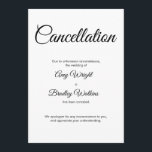 Wedding Cancellation Announcement Elegant Card<br><div class="desc">Here's a simple card to notify your guests if it's become necessary to announce that your wedding has been called off. Use the template fields to add your personal details and make this elegant, minimalist design your own. The white background can be changed to any colour you prefer. All fonts...</div>