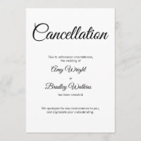 Wedding Cancellation Announcement Elegant Card