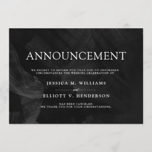 Wedding Cancellation Message Formal Black Invitation