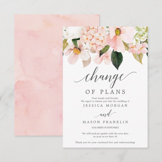Wedding Cancellation - Postponed - Change of Plans Invitation (Front/Back)