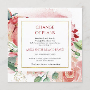 Wedding Cancellation - Postponed - Change of Plans Invitation