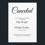 Wedding Cancelled Announcement Elegant Card<br><div class="desc">Here's a simple card to notify your guests if it's become necessary to announce that your wedding has been called off. Use the template fields to add your personal details and make this elegant, minimalist design your own. The white background can be changed to any colour you prefer. All fonts...</div>