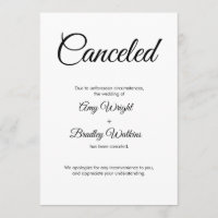 Wedding Cancelled Announcement Elegant Card