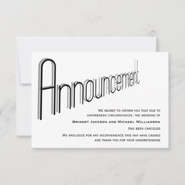 Wedding Cancelled Notification Save The Date (Front)