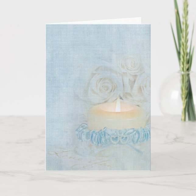 Wedding Candle With Blue Garter Card (Front)