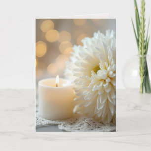 Wedding Candle with White Chrysanthemum Card