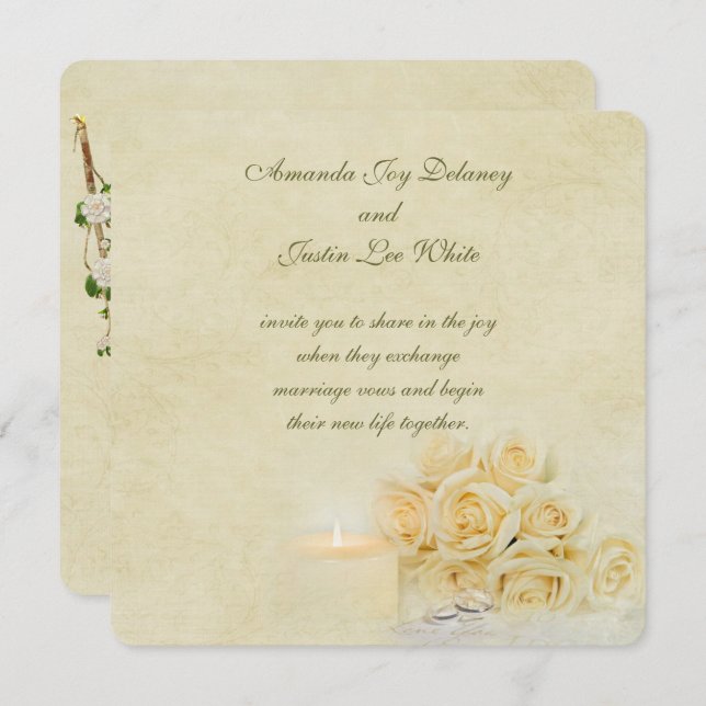Wedding candlelight and rings invitation (Front/Back)