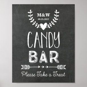 Wedding Candy Bar Sign Chalkboard Hearts Arrows
