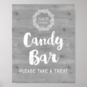 Wedding Candy Bar Sign Wood Pattern Wreath