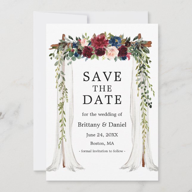 Wedding Canopy Arch Watercolor Floral Save The Date (Front)