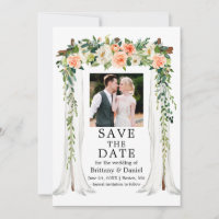 Wedding Canopy Watercolor Coral White Floral Photo