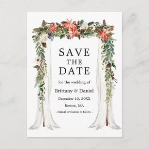 Wedding Canopy Winter Floral Save The Date Announcement Postcard