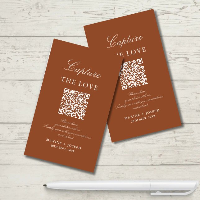 Wedding Capture The Love Photo Share QR Code Enclosure Card (Photo share QR code cards help guests capture and share wedding memories with ease.)