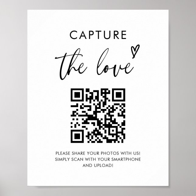 Wedding Capture The Love Photo Share QR Code Sign (Front)